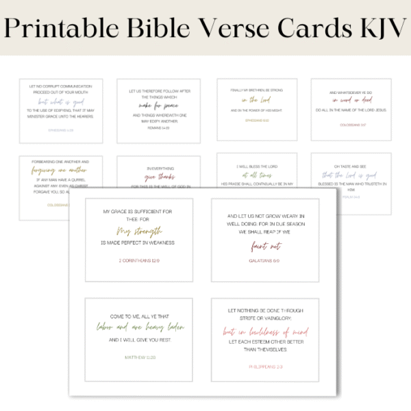 Printable Bible Verse Cards KJV Font Printable Bible Verse Cards Font Only KJV Printable Scripture Cards